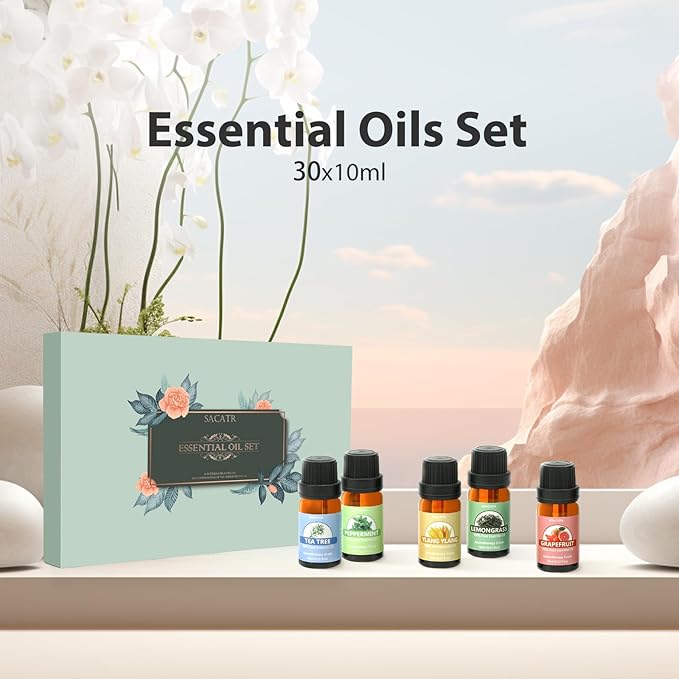Essential Oils Set - Pure Essential Oils-Perfect for Diffuser, Humidifier, Massage, DIY Candle and Soap Making(30x10 ML)
