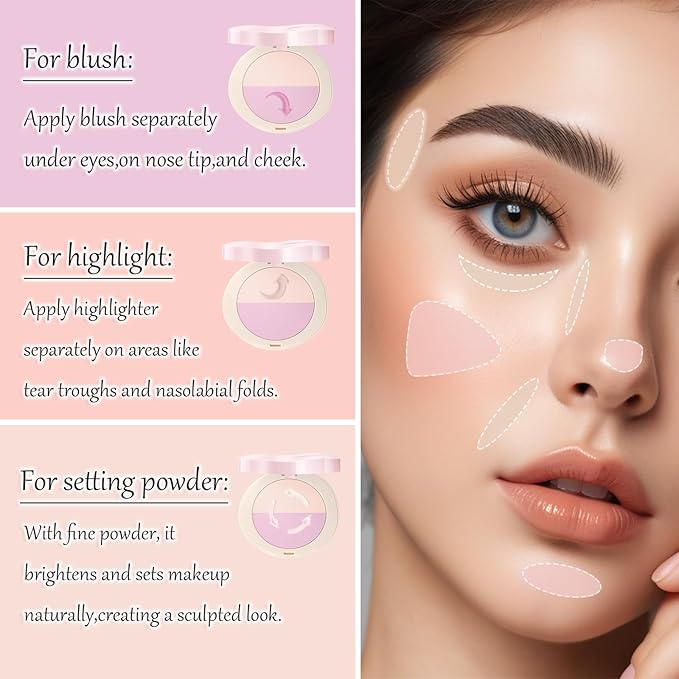 Pink Setting Powder, 3 in 1 Blush Palette