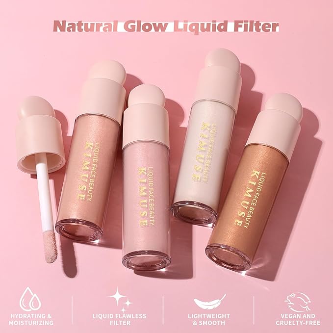 KIMUSE Natural Glow Liquid Filter, Weightless Liquid Highlighter & Cruelty-Free