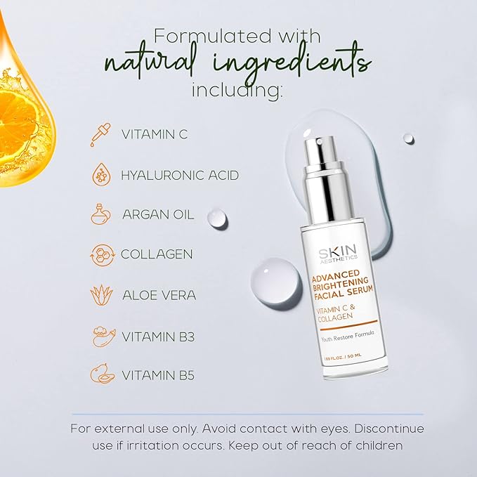 Vitamin C & Collagen Serum + Day Cream Set - Dark Spots & Brightening, Anti-Aging & Acne Scar Treatment - Dermatologist Tested Korean Skincare - Clean Beauty, Cruelty-Free - 1.69 oz