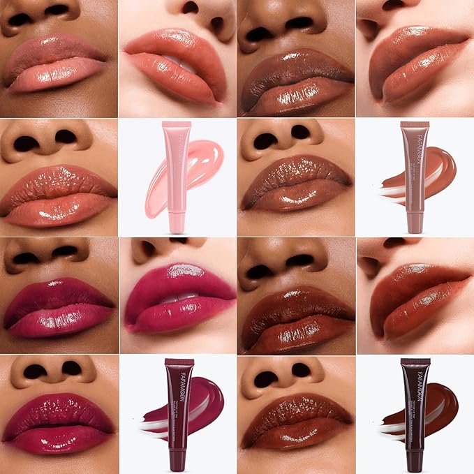 5 Colors Hydrating Lip Gloss, Shiny Jelly Lip Plumping Lip Balms, Long Lasting Nourishing Non-sticky Fresh Clear Smooth Lip Care