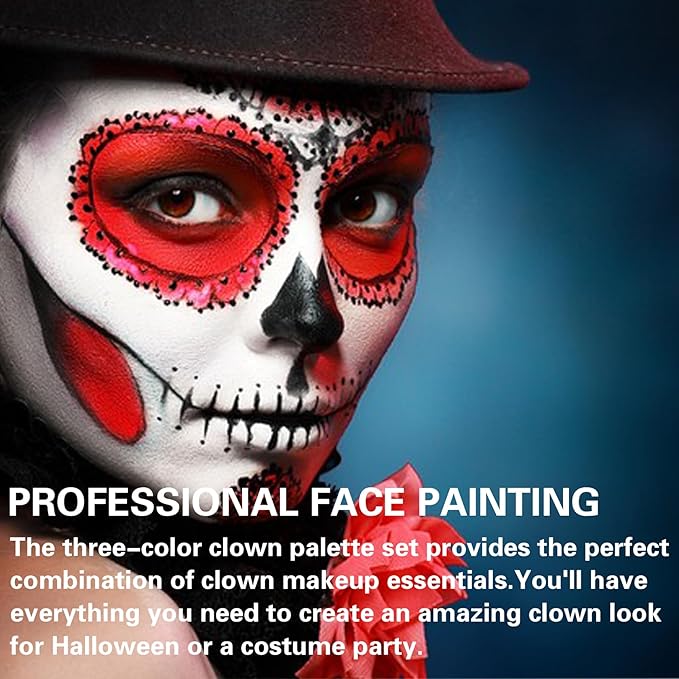 Clown Makeup Kit Black White Red Face Body