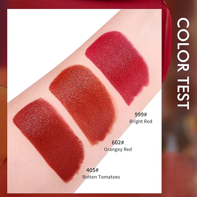 Matte Lipstick Set 3 Colors Lip Stick with Orange Chain Bag Package Velvet Lip stick Set Waterproof Non-Stick Cup Long Lasting Retractable Red Lipstick Set 3.5gx3 Pcs