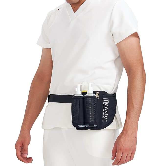 Master Massage Double Bottle Massage Oil Holster - Adjustable Cream & Lotion Bag Kit - Incl. Two 8 Oz Refillable Pump Dispenser