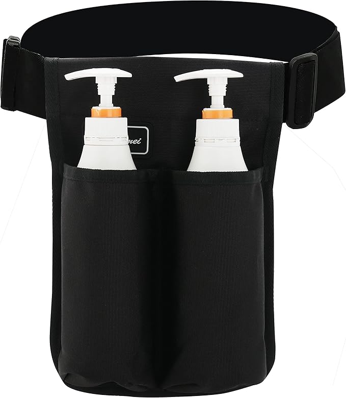 Massage Bottle Bag Massage Therapist Holster Massage Lotion Holster Massage Oil Holster(YR-2KD-Black)