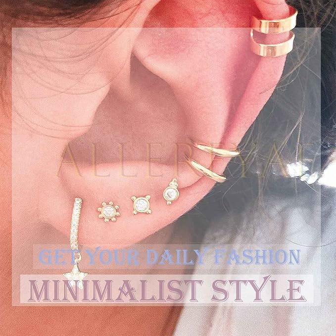 Bohemia Moon Cuff Chain Earrings Silver