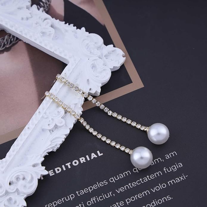 Vintage Rhinestone Pearl Drop Earrings Gold