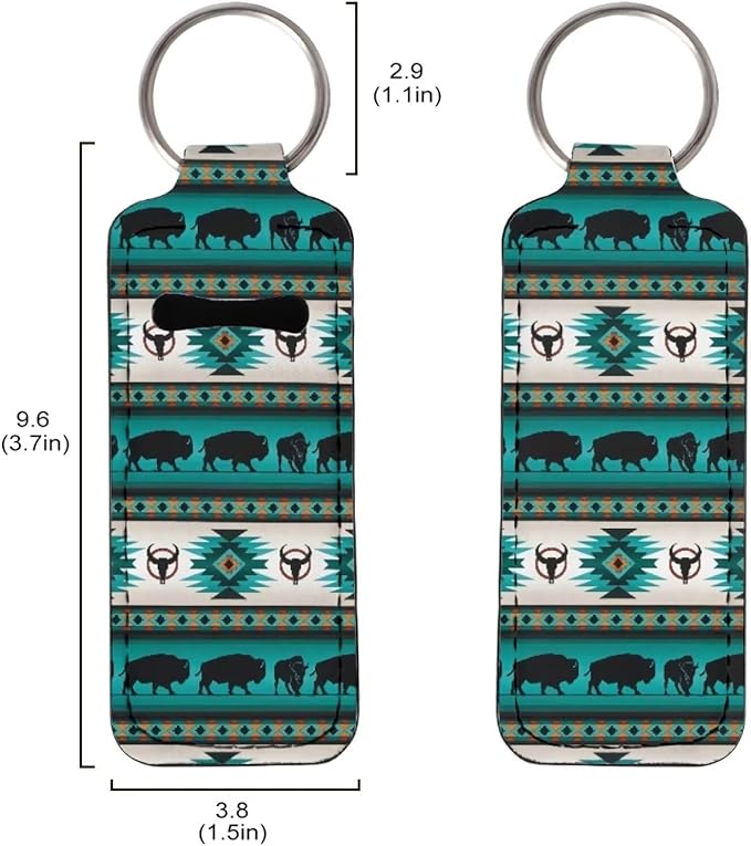 Native Aztec Turquoise Lipstick Holder Keychain Keyring