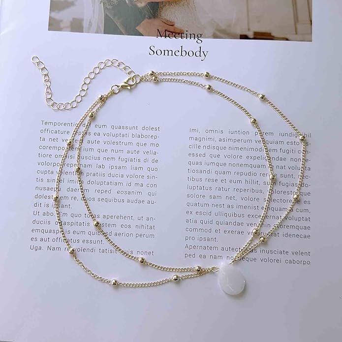 Layered Teardrop Pendant Necklace Teardrop Natural