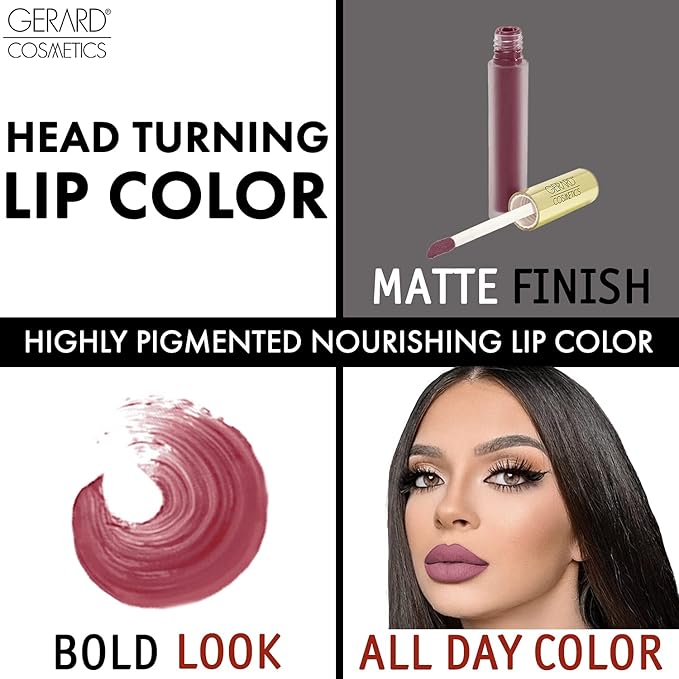 Gerard Cosmetics HydraMatte Liquid Lipstick Cher | Mauve Lipstick with Matte Finish | Long Lasting and Non-Drying | Super Pigmented Fully Opaque Lip Color
