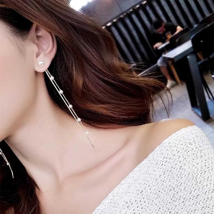 Boho Long Pearl Dangle Drop Earrings