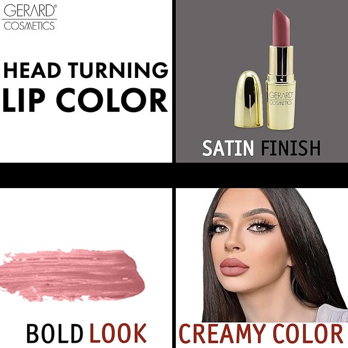 Gerard Cosmetics Lipstick Vintage Rose | Rose Mauve Lipstick with Luxe Satin Finish | Highly Pigmented, Smooth Formula with Hydrating Ingredients | Long Lasting | Cruelty Free & Made in USA