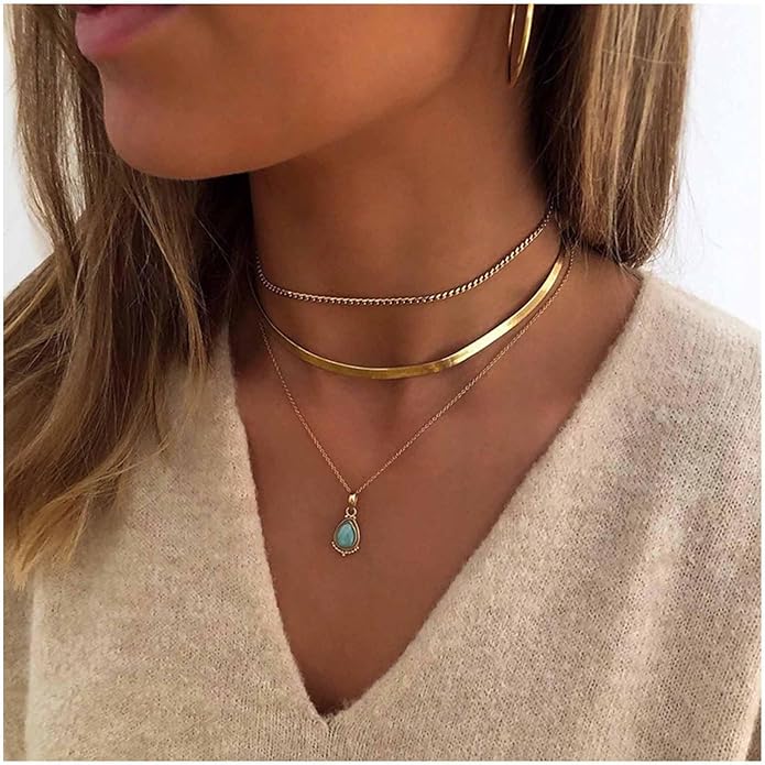 Vintage Layered Turquoise Necklace Turquoise Pendant