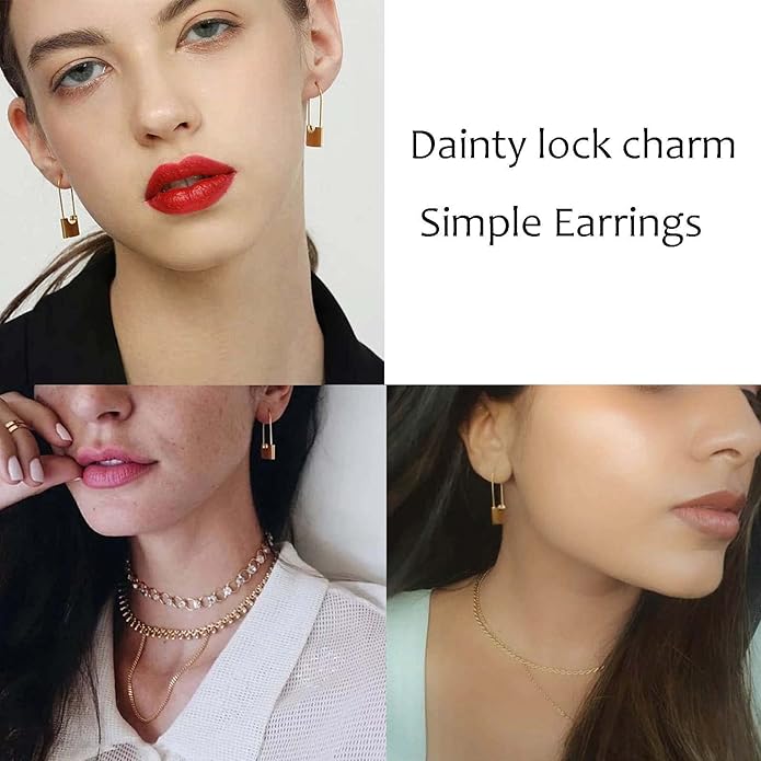 Boho Lock Hoop Earrings Safety Pin Hoop Earrings