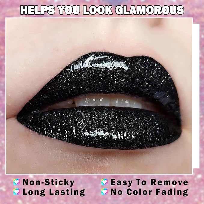 Halloween Diamond Glitter Lip Gloss Set Dark Purple Glitter