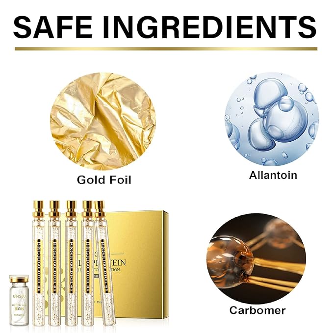 Protein Thread Lifting Set, Soluble Protein Thread and Nano Gold Essence Combination, Absorbable Collagen Thread for Face Lift, Reverse Collagen Serum for Face (With 1 x Protein Thread)