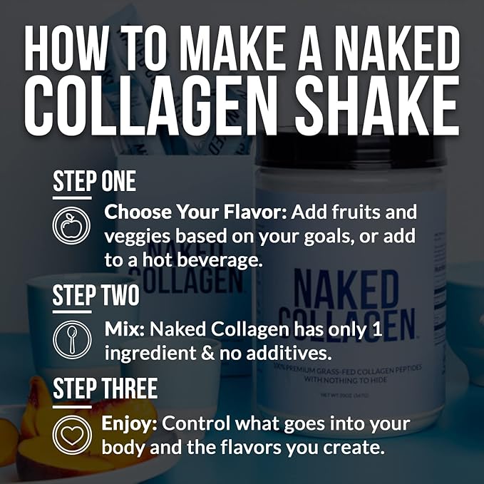 NAKED Vanilla Collagen Peptides Protein Powder, 60 Servings, Pasture-Raised, Grass-Fed Hydrolyzed Collagen Supplement, Paleo Friendly, Non-GMO, Keto, Gluten Free, 20oz