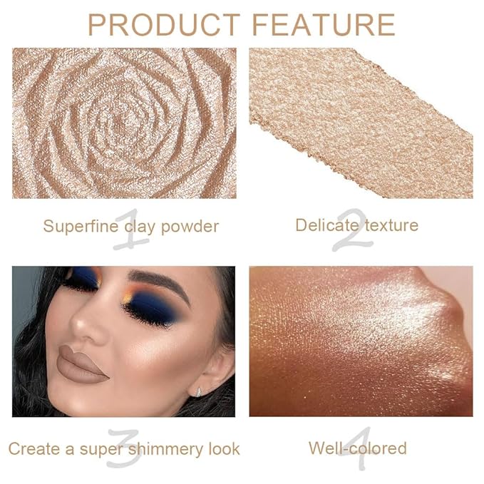 evpct Champagne Gold Face Highlighter Makeup Shimmer Glitter