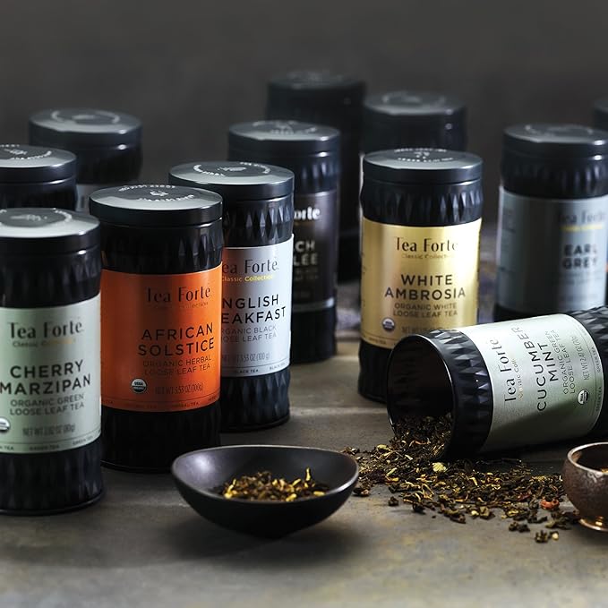 Tea Forte Decaf Breakfast Premium Organic Loose Leaf Caffeine-Free Black Tea Blend Canister, Makes 35-50 Cups, Tea Gifts for Mother's Day