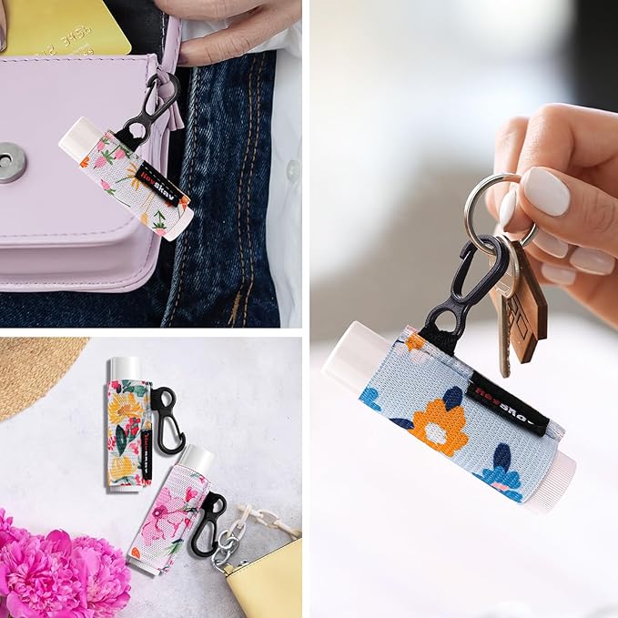 HEYSKAY Lip Balm Holder Keychain Compact Clip O