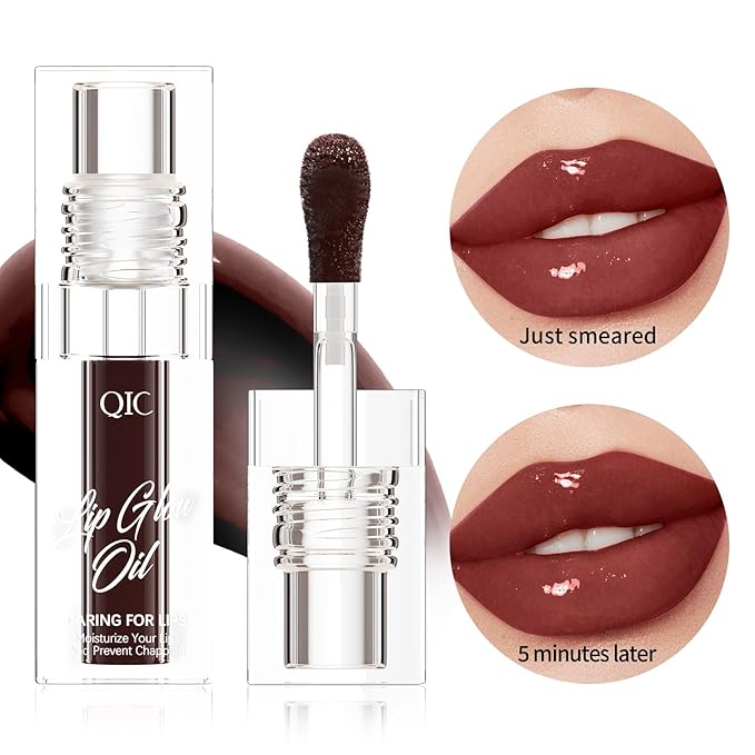 3 Colors Lip Plumping Gloss Waterproof Long-Lasting Moisturizing Velvety Lip Stain Clear/Black Cherry/Black Lip Oil Plumping Hydrating Liquid Lipstick Vegan Lip Makeup