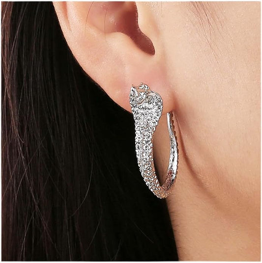 Vintage Snake Studs Earrings Gold Snake