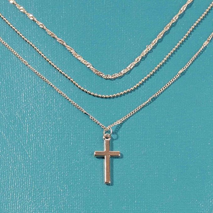Boho Layered Cross Necklace Choker Gold
