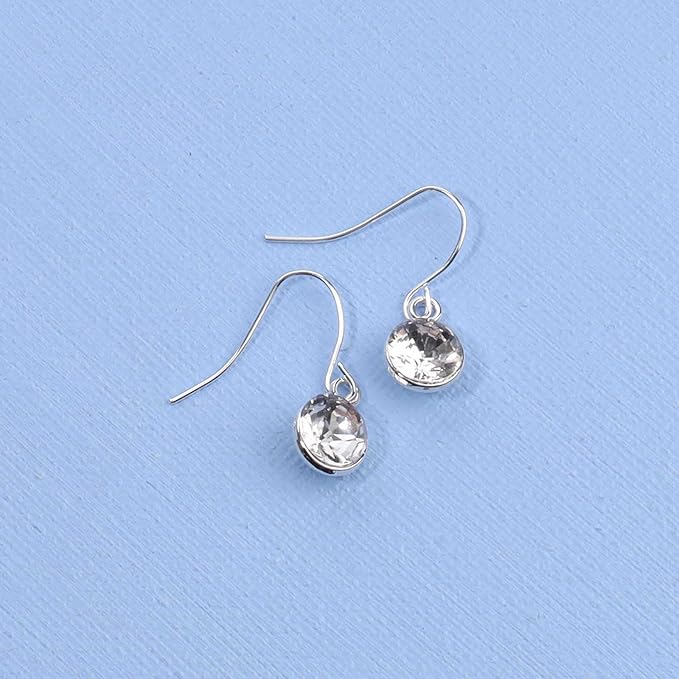 Crystal Dangle Drop Earrings Silver Dangle