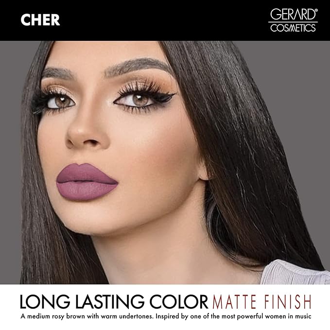 Gerard Cosmetics HydraMatte Liquid Lipstick Cher | Mauve Lipstick with Matte Finish | Long Lasting and Non-Drying | Super Pigmented Fully Opaque Lip Color