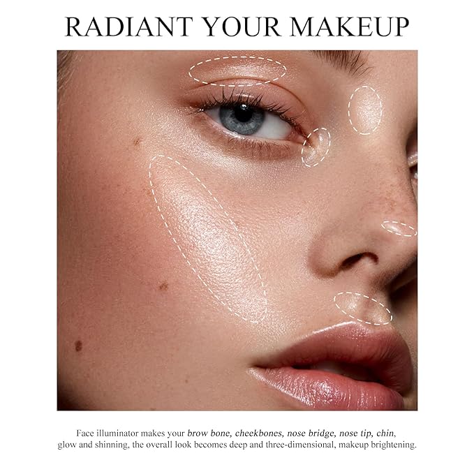 KYDA Face Highlighter Palette, High Glossy Face Illuminator Makeup-SUN GLOW