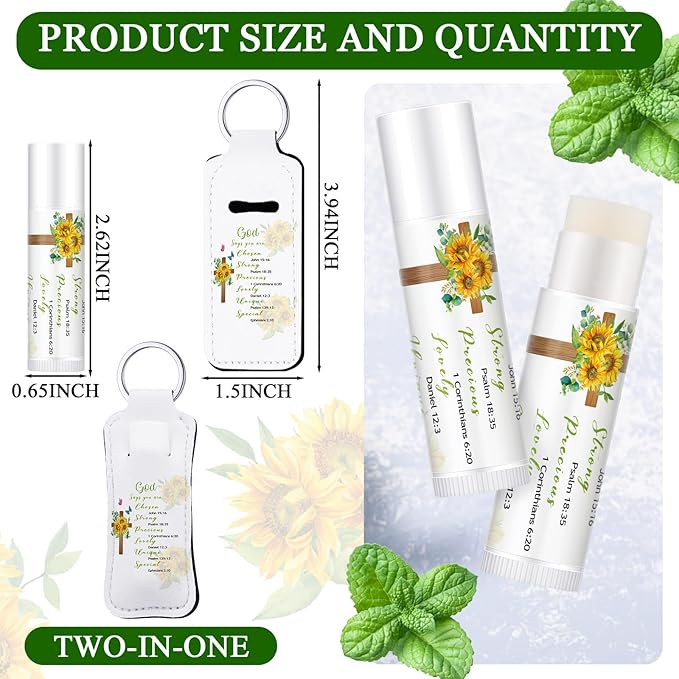 18 Sets Christian Inspiration Gift Lip Balm Bulk and Lipstick Holder Keychains Set Bible Verse Gift for Women Teacher Mom Church Favors(Bible)