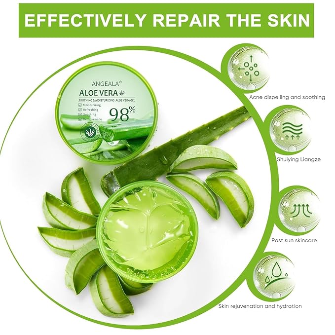 Organic Aloe Vera Gel for Face Made within 12 Hours of Harvest, 98% Pure Aloe Vera Gel for Skin, Scalp, & Hair, Soothing Aloe Face Moisturizer, Multipurpose Skin Care(20oz)