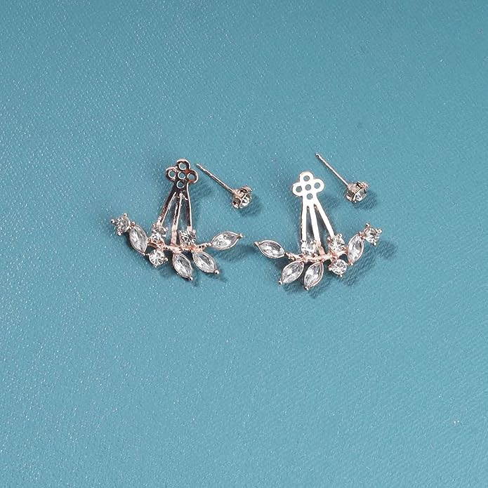 Boho Crystal Leaf Ear Jackets Earrings