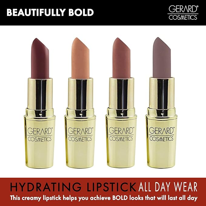 Gerard Cosmetics Lipstick Nude | Nude Lipstick with Comfort Matte Finish | Highly Pigmented, Smooth Formula with Hydrating Ingredients | Long Lasting | Cruelty Free & Made in USA