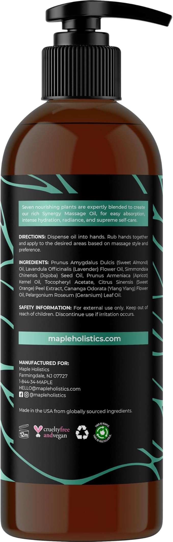 Aromatherapy Massage Oil for Massage Therapy - Refreshing Full Body Massage Oil for Sore Muscles for Pro or Home Use with Relaxing Sweet Almond Oil and Lavender Essential Oil - Non Greasy or Staining