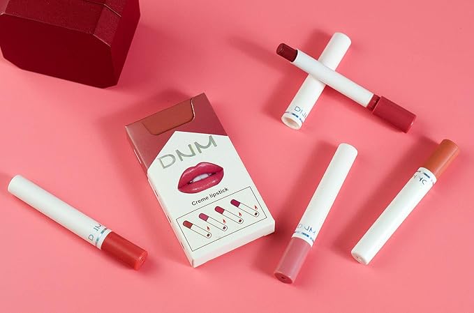 evpct 4Pcs Nude Pink Mauve Rose Red Glossy Matte Lipstick Lip Gloss Sets Kit for Women Girls Teens Lip Color Changing Lip Balm All Day Lipstick Waterproof Long Lasting 24 Matte Lipstick Samples Case