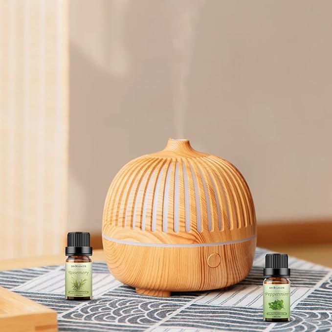 Sedbuwza Rosemary Peppermint Essential Oil Set, Rosemary Fragrance Oil Peppermint Scent Oil Set for Diffuser, Aromatherapy, Massage, Soap, Candle Making 2 x 10 ml