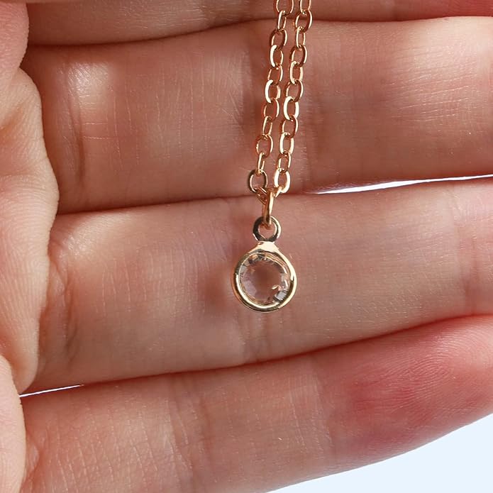 Boho Tiny Crystal Choker Gold Clear Quartz Pendant