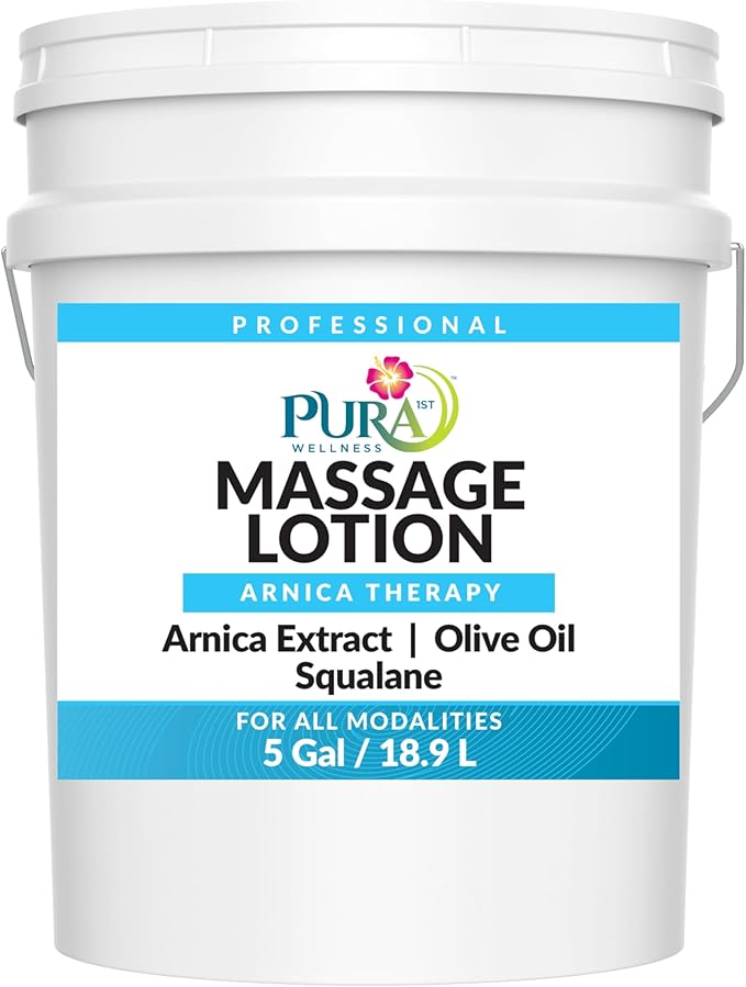 5 Gallon Arnica Massage Lotion, Hypoallergenic Formula for Muscle Relief, Unscented Deep Tissue for Physical Therapy, Natural, Recovery, Skin Hydrating, Moisturizing, Long Lasting