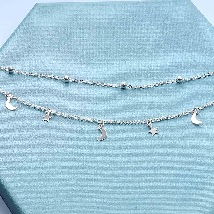 Boho Star Moon Necklace Choker Gold Layered Star