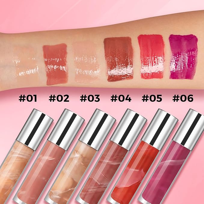 Magic Lip Gloss Plumper, Nude Pink Silky Plumping Lip Gloss Tint, Long-lasting Marble Liquid Lipstick, Hydrating Non-Sticky Lip Oil, Moisturizing Plumping Lip Gloss