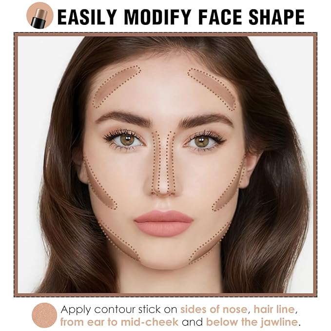 FOCALLURE Cream Contour Stick, Matte Bronzer Stick, Professional