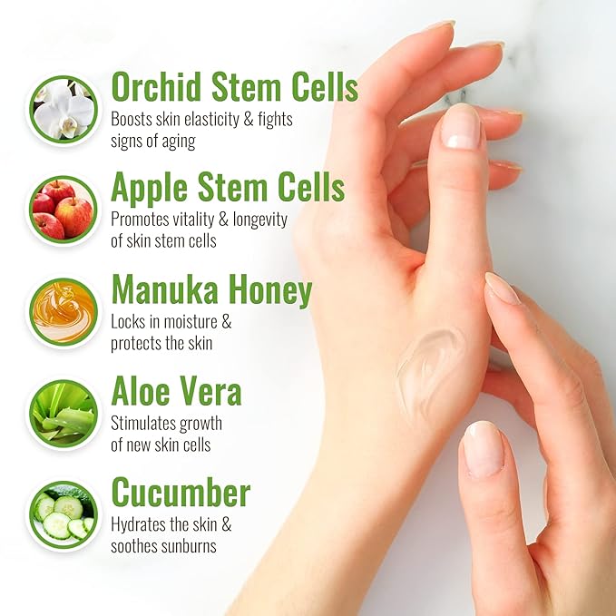 Aloe Vera Gel for Skin with Manuka Honey - Pure Aloe Vera Gel for Sunburn Relief - Organic Aloe Vera Gel for Face, Acne, and Scars - Aloe Gel for Hair and Dry Scalp - 100 Percent Pure Aloe Vera Gel