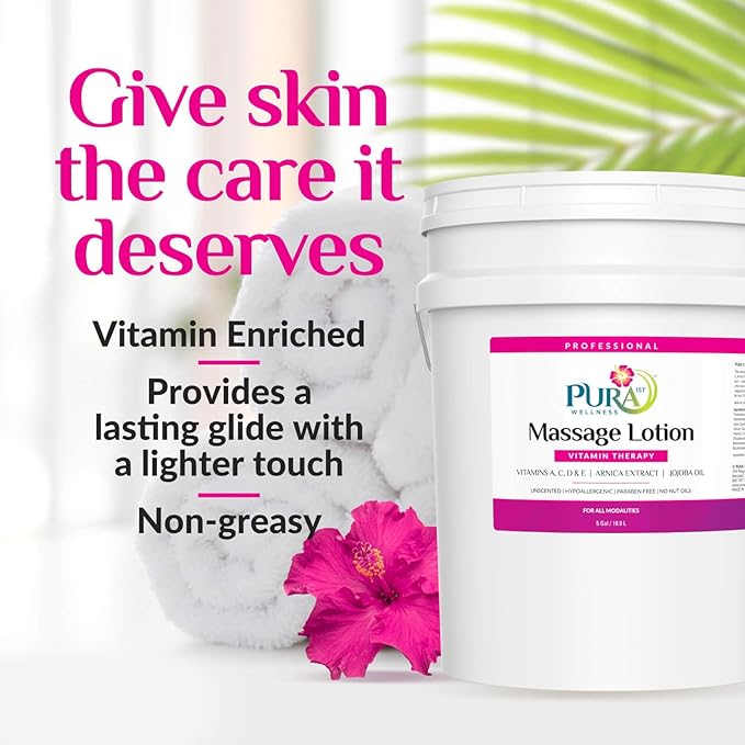 Vitamin 5 Gallon Therapy Massage Lotion, Professional Deep Tissue, Skin Hydrating, Natural Ingredients, Unscented for Physical Recovery, Muscle Relief, Skin Softening