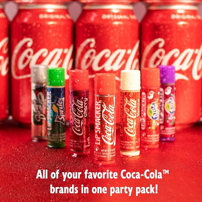 Lip Smacker Coca-Cola Flavored Balm, 8 Count, Flavors Coke, Cherry Vanilla Sprite, Root Beer, Orange Fanta, Grape Strawberry Fanta