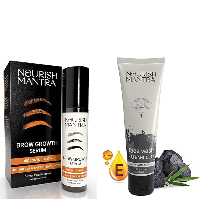 Nourish Mantra Eyebrow Growth Serum 10 ml and Ratrani Moroccan Lava Face Wash 100 ml