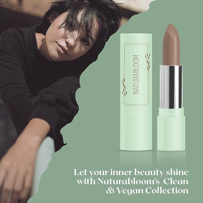 Vegan Lipstick (Macadamia) - Sensational One-Stroke Long Lasting Lipstick from Natural Oils & Butters Full-Coverage Lip Color with Shea Butter & Coconut Extact- Premium Hydrating Lipsticks