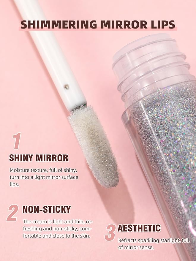 Hydrating Shimmer Lip Gloss, Sliver Moisturizing Lip Stain, Hydrating