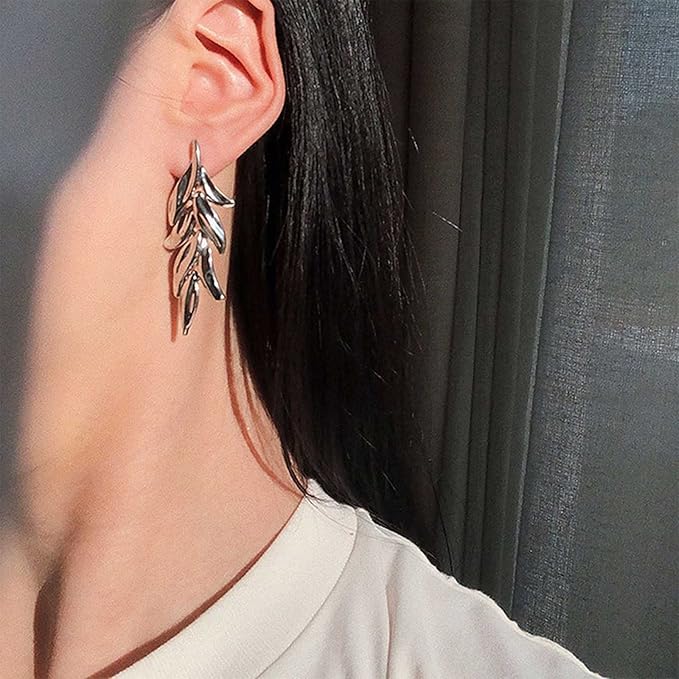 Statement Leaf Dangle Drop Earrings Vintage