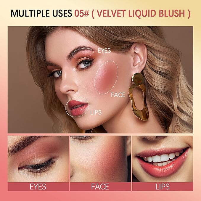 Liquid Blush, Soft Cream Liquid Blush for Cheeks, Everyday Wear(03#)